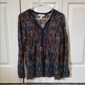 Vintage America Blue and Orange Patterned Blouse